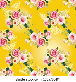 Seamless floral pattern with wonderful roses Vector Illustration
