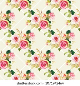 Seamless floral pattern with wonderful roses Vector Illustration