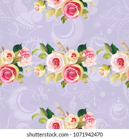 Seamless floral pattern with wonderful roses Vector Illustration