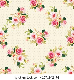 Seamless floral pattern with wonderful roses Vector Illustration