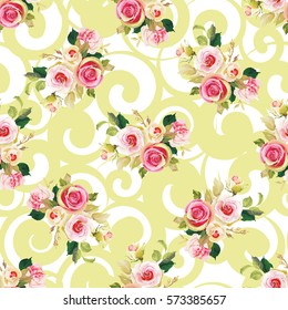 Seamless floral pattern with wonderful roses Vector Illustration EPS8