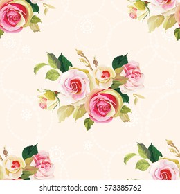 Seamless floral pattern with wonderful roses Vector Illustration EPS8