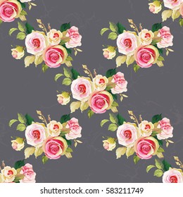 Seamless floral pattern with wonderful roses Vector Illustration EPS8