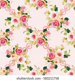 Seamless floral pattern with wonderful roses Vector Illustration EPS8