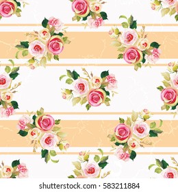 Seamless floral pattern with wonderful roses Vector Illustration EPS8