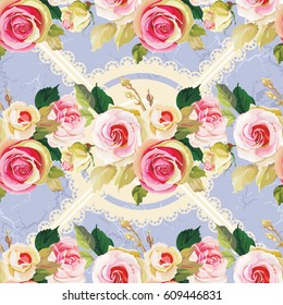 Seamless floral pattern with wonderful roses Vector Illustration EPS8
