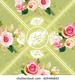 Seamless floral pattern with wonderful roses Vector Illustration EPS8