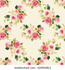Seamless floral pattern with wonderful roses Vector Illustration EPS8