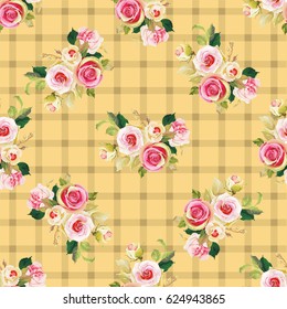 Padrão floral contínuo com rosas maravilhosas ilustração Vetor EPS8
