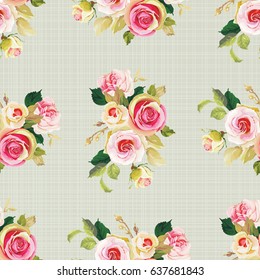 Seamless floral pattern with wonderful roses Vector Illustration EPS8