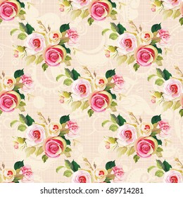 Seamless floral pattern with wonderful roses Vector Illustration EPS8