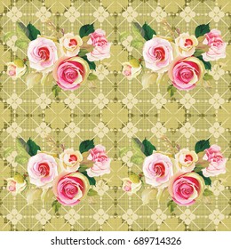 Seamless floral pattern with wonderful roses Vector Illustration EPS8