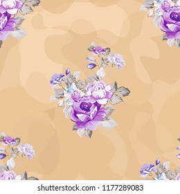 Seamless floral pattern with wonderful violet roses Vector Illustration