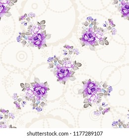 Patrón floral sin fisuras con maravillosas rosas violetas Ilustración vectorial