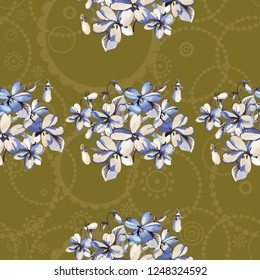 Seamless floral pattern with wonderful violets Vector Illustration