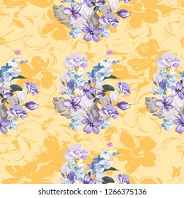 Patrón floral sin fisuras con maravillosas violetas Ilustración vectorial