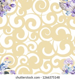Seamless floral pattern with wonderful violets Vector Illustration