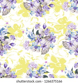Patrón floral sin fisuras con maravillosas violetas Ilustración vectorial
