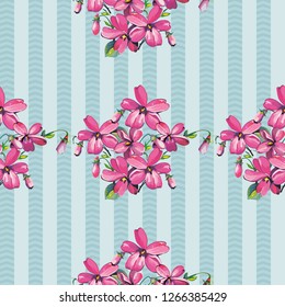 Seamless floral pattern with wonderful violets Vector Illustration
