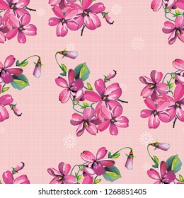 Patrón floral sin fisuras con maravillosas violetas Ilustración vectorial