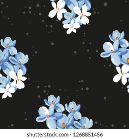 Seamless floral pattern with wonderful violets Vector Illustration