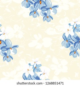 Seamless floral pattern with wonderful violets Vector Illustration