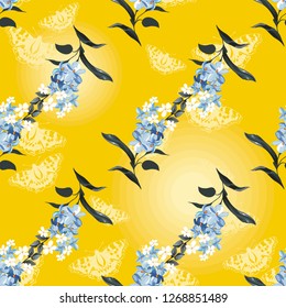 Seamless floral pattern with wonderful violets Vector Illustration