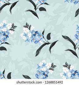 Seamless floral pattern with wonderful violets Vector Illustration