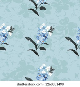 Seamless floral pattern with wonderful violets Vector Illustration