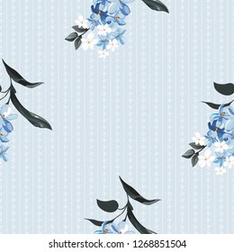 Seamless floral pattern with wonderful violets Vector Illustration