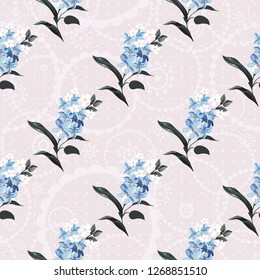 Seamless floral pattern with wonderful violets Vector Illustration