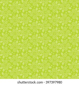Seamless floral pattern, wrapping paper sample, green vector background
