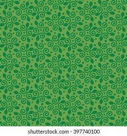 Seamless floral pattern, wrapping paper sample, green vector background