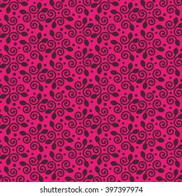 Seamless floral pattern, wrappinng paper sample, violet vector background