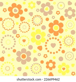 Seamless floral pattern in yellow colors. Floral yellow background. Vector illustration