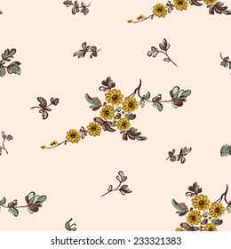 Seamless floral pattern, yellow flower decorative elements 
