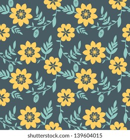 Seamless floral pattern with yellow flowers