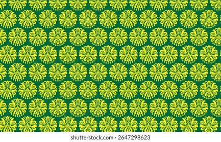 Seamless floral pattern with yellow flowers and green leaves on vintage background