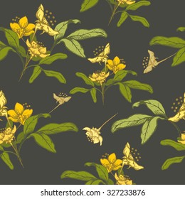 Seamless floral pattern with yellow flowers