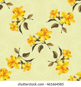Seamless floral pattern with yellow flowers Vector Illustration EPS8
