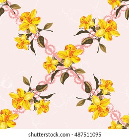 Seamless floral pattern with yellow flowers Vector Illustration EPS8