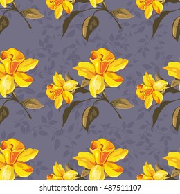Seamless floral pattern with yellow flowers Vector Illustration EPS8