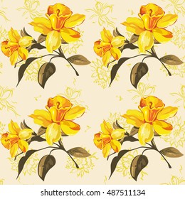 Seamless floral pattern with yellow flowers Vector Illustration EPS8