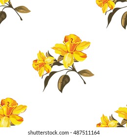 Seamless floral pattern with yellow flowers Vector Illustration EPS8