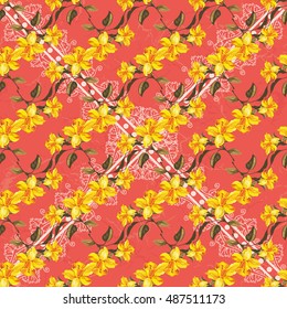Seamless floral pattern with yellow flowers Vector Illustration EPS8