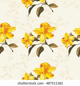 Seamless floral pattern with yellow flowers Vector Illustration EPS8