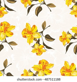 Seamless floral pattern with yellow flowers Vector Illustration EPS8