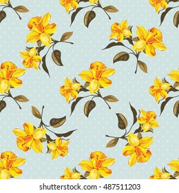 Seamless floral pattern with yellow flowers Vector Illustration EPS8
