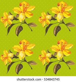Patrón floral sin fisuras con flores amarillas Vector Ilustración EPS8
