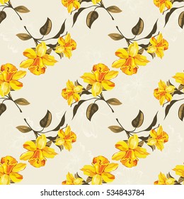 Seamless floral pattern with yellow flowers Vector Illustration EPS8
